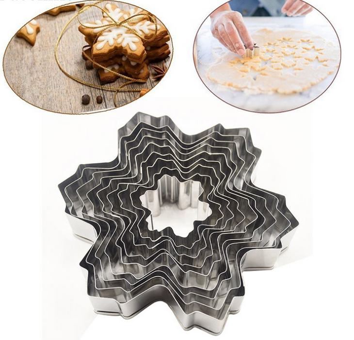 9-piece stainless steel snowflake biscuit mold cake baking mold