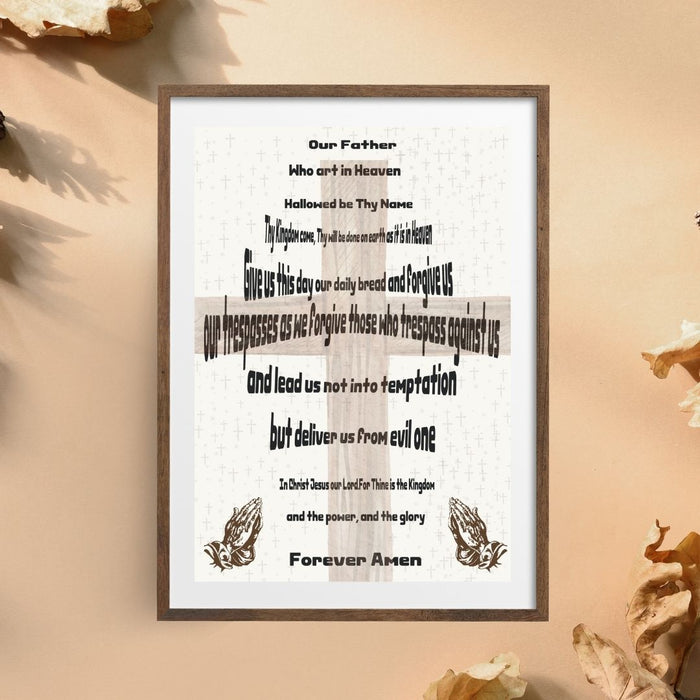 Christian Wall Art | Our Father Prayer in Cross Shape | High-Resolution Digital Download | Lord’s Prayer Scripture Decor | Printable Art