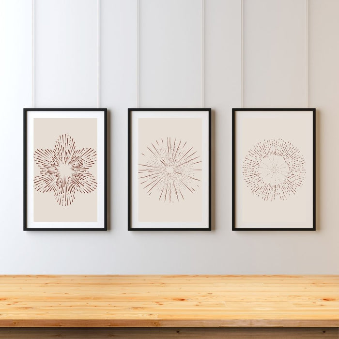 Boho-Decor, arte imprimible en beige, elegante juego de 3 piezas de arte de pared con círculos descoloridos en beige, decoración abstracta moderna para interiores de hogar elegantes