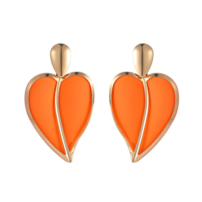 Trendy Wild Design Color Spray Paint Heart Water Drops Earrings