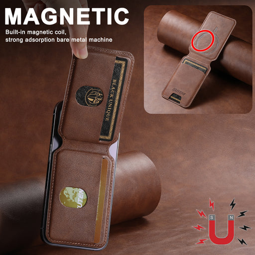 Android Universal Phone Magnetic Card Holder MagSafe Magnetic Ring PU Leather