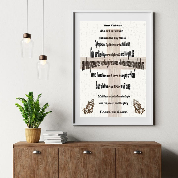 Christian Wall Art | Our Father Prayer in Cross Shape | High-Resolution Digital Download | Lord’s Prayer Scripture Decor | Printable Art