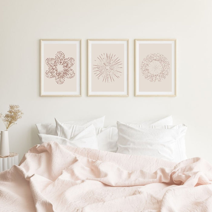 Boho-Decor, arte imprimible en beige, elegante juego de 3 piezas de arte de pared con círculos descoloridos en beige, decoración abstracta moderna para interiores de hogar elegantes