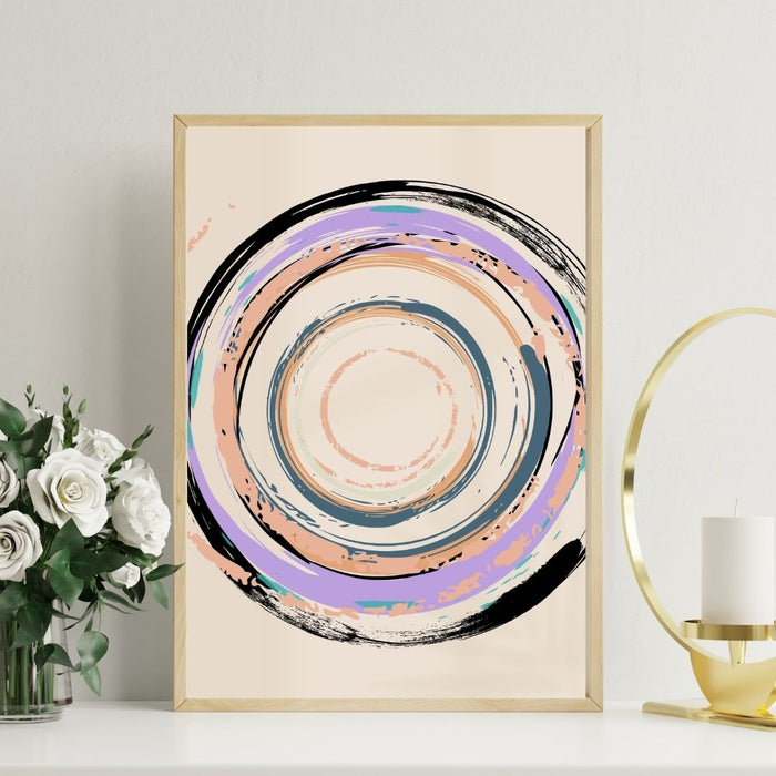 Fading Circle and Square Wall Art Set of 2, Geometric Abstract Prints, Minimalist Home Decor, Neutral Color Wall Art, Modern Boho Art