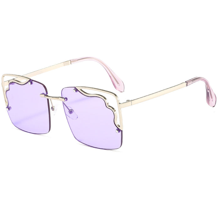 Women Fashion Half Frame Personality Hollow Metal Sunglasses
