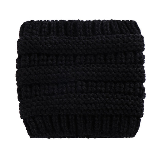 Women Headwrap Ponytail Beanies Hat Winter Warm Ear Warmer Head Wrap Casual Crochet Turban Hats Female Soft Knit Woolen Caps