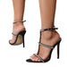 Women's Open Toe Rhinestone Stiletto Sandals With Buckle
