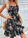 Floral Print Suspender Dress With Elastic Waist Design Fashion Summer Short Dresses Womens Clothing