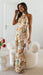 Women's Fashion Tie Halter Lace-up Backless Print Dress