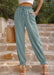 European And American Leisure Summer New Loose High Waist Pure Color Ankle-tied Trousers