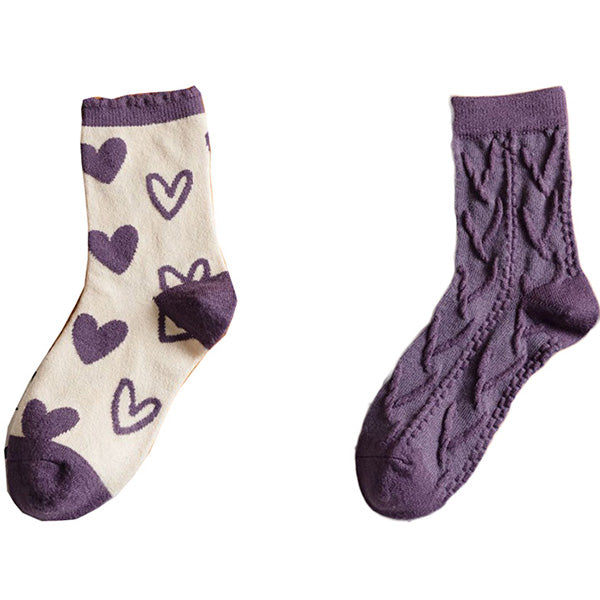 Purple Socks Women's Wool Cute College Style Warm