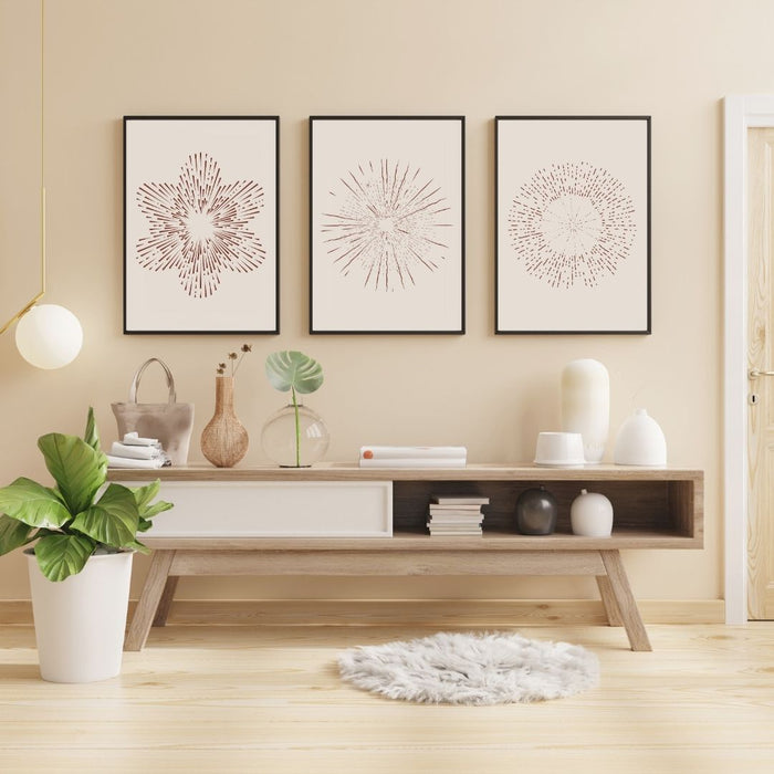 Boho-Decor, arte imprimible en beige, elegante juego de 3 piezas de arte de pared con círculos descoloridos en beige, decoración abstracta moderna para interiores de hogar elegantes