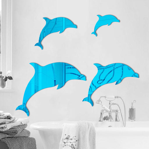 3D Three-dimensional Acrylic Mirror Home Wall Sticker Decorative Dolphin