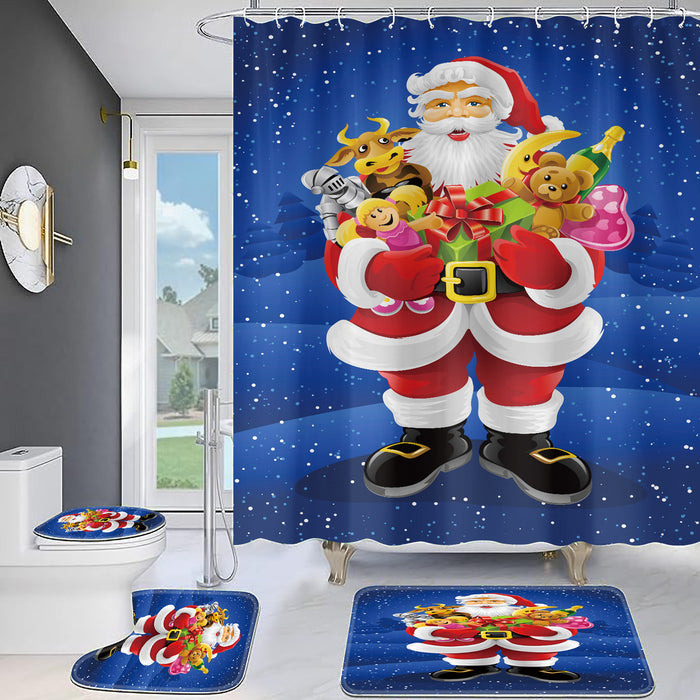 Christmas Old Man Digital Full Polyester Toilet Floor Mat