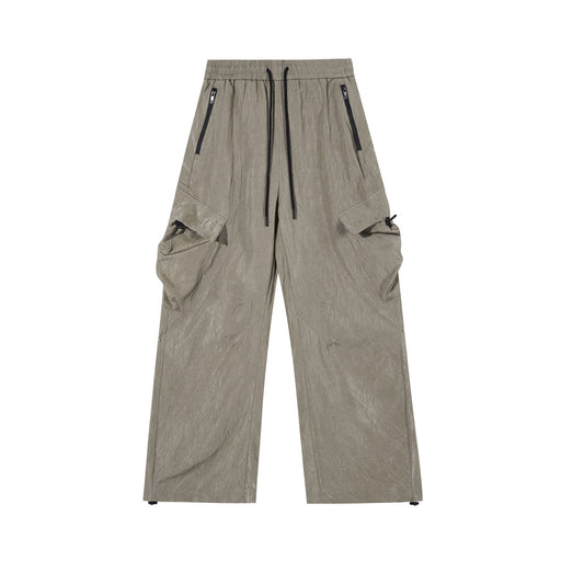 Vintage Crumpled Texture Loose Casual Paratrooper Pants Trousers
