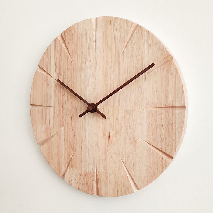 Punch-free Solid Wooden Wall Clock For Home Living Room Decoration
