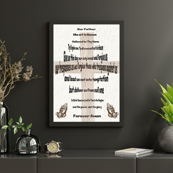 Christian Wall Art | Our Father Prayer in Cross Shape | High-Resolution Digital Download | Lord’s Prayer Scripture Decor | Printable Art