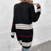 Women's Fashion Long Sleeve Colorblock Long Sweater Jacket