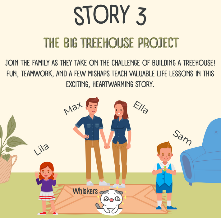 Bundle of 5 Family Adventure Stories | Kids' Digital Storybook | Lessons on Teamwork, Patience, and Fun | Vocabulary Development Included!