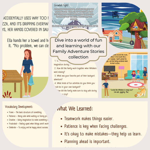 Bundle of 5 Family Adventure Stories | Kids' Digital Storybook | Lessons on Teamwork, Patience, and Fun | Vocabulary Development Included!