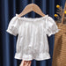 Children\'s Summer Denim Strap Skirt Baby Fashion Short Sleeve Two Piece Set