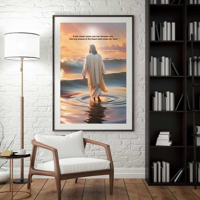 Christian Wall Art | "I Will Never Leave You" Bible Verse Print | Inspirational Faith Decor | High-Resolution Digital Christian Art