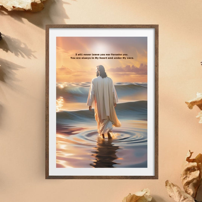 Christian Wall Art | "I Will Never Leave You" Bible Verse Print | Inspirational Faith Decor | High-Resolution Digital Christian Art