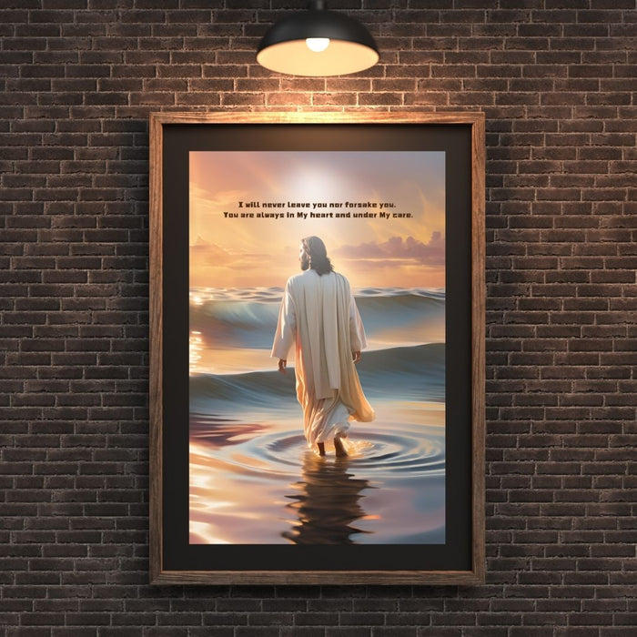 Christian Wall Art | "I Will Never Leave You" Bible Verse Print | Inspirational Faith Decor | High-Resolution Digital Christian Art