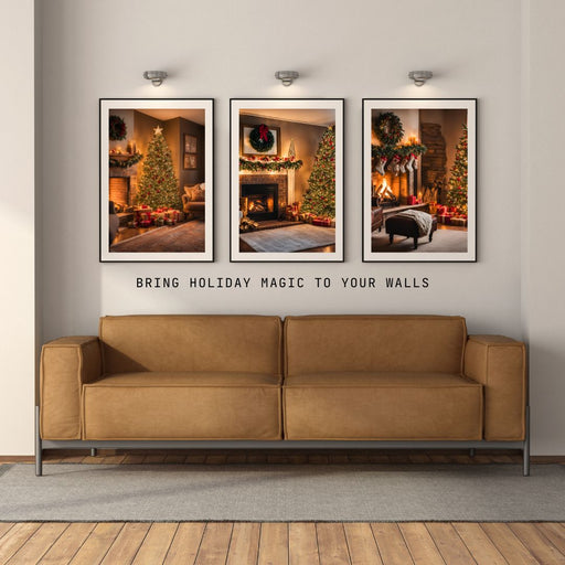 Cozy Fireplace Scene Art | Indoor Christmas Vibes | 3 Wall Decor Prints | High-Resolution Digital Download | Festive Holiday Designs