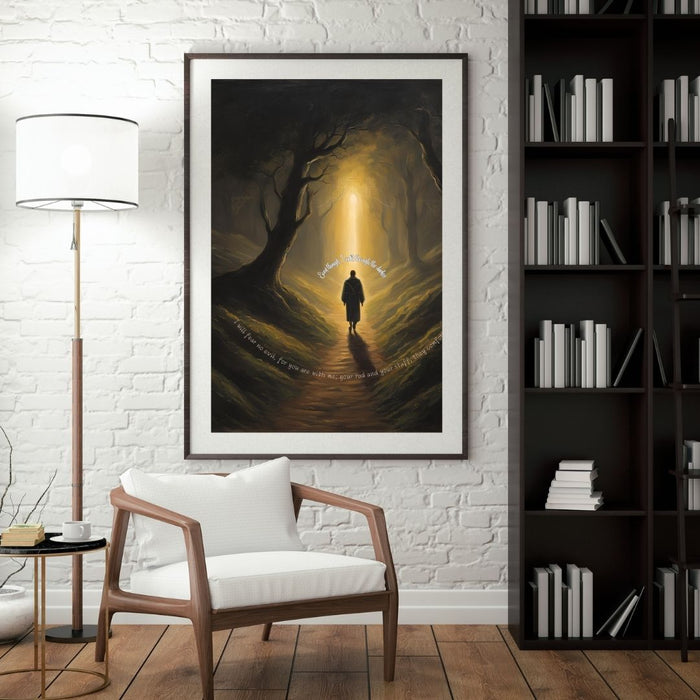 "Even Though I Walk Through the Darkest Valley" | Inspirational Christian Wall Art | High-Resolution Faith Decor | Psalm 23 Art Print