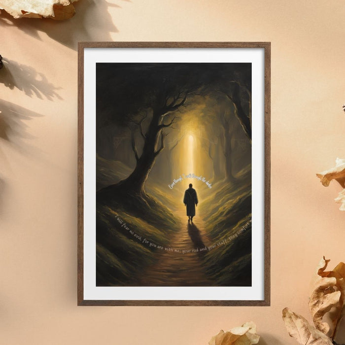 "Even Though I Walk Through the Darkest Valley" | Inspirational Christian Wall Art | High-Resolution Faith Decor | Psalm 23 Art Print