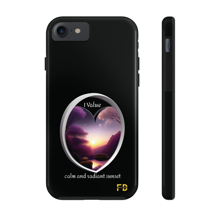 FD Calm and sunset Mental Health Phone Case Resistant 2-Piece for Iphone or Google case