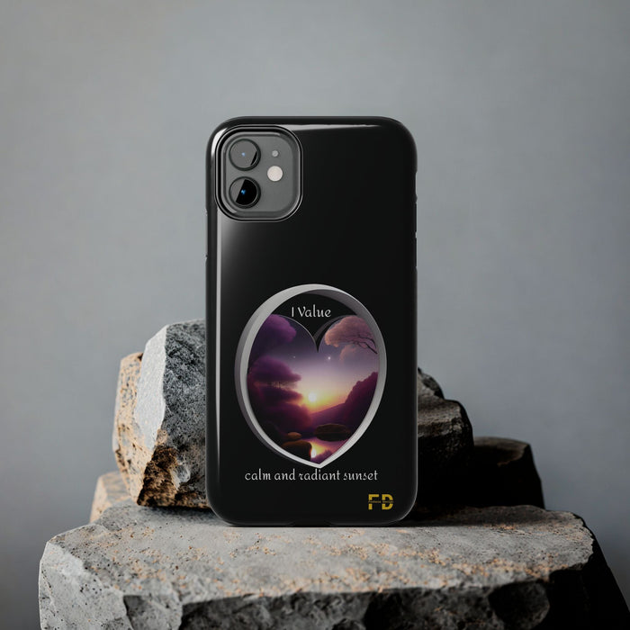 FD Calm and sunset Mental Health Phone Case Resistant 2-Piece for Iphone or Google case