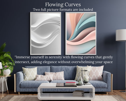 Flowing Curves Duo | Minimalist Art | Abstract Curved Designs | Digital Download | Neutral Wall Art | Elegant Simplicity |Modern Minimal Art