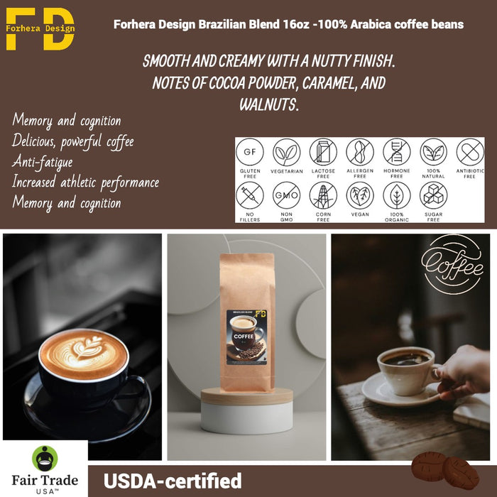 FD Brazilian Blend 16oz -100% Arabica coffee beans