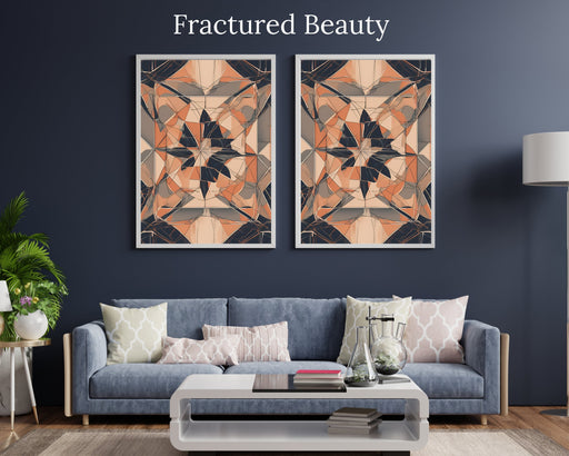 Fractured Beauty | Minimalistic Art | Geometric Design | Digital Download | Neutral Wall Art | Calmful Minimal Line Art | Broken Glass Art