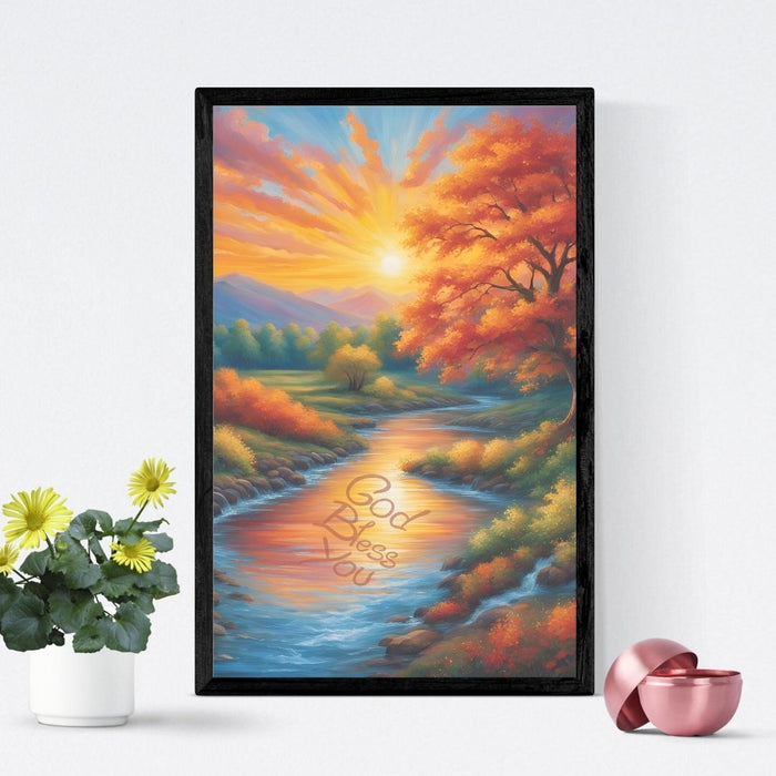 God Bless You with Nature's Beauty and Peace | Christian Nature Wall Art | Inspirational Digital Print | Faith-Based Decor