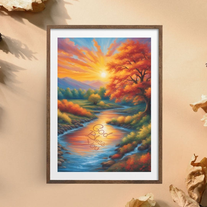 God Bless You with Nature's Beauty and Peace | Christian Nature Wall Art | Inspirational Digital Print | Faith-Based Decor