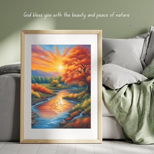 God Bless You with Nature's Beauty and Peace | Christian Nature Wall Art | Inspirational Digital Print | Faith-Based Decor