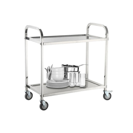 Stainless Steel Food Serving Trolley With Dining Cart Kitchen Storage Trolley
