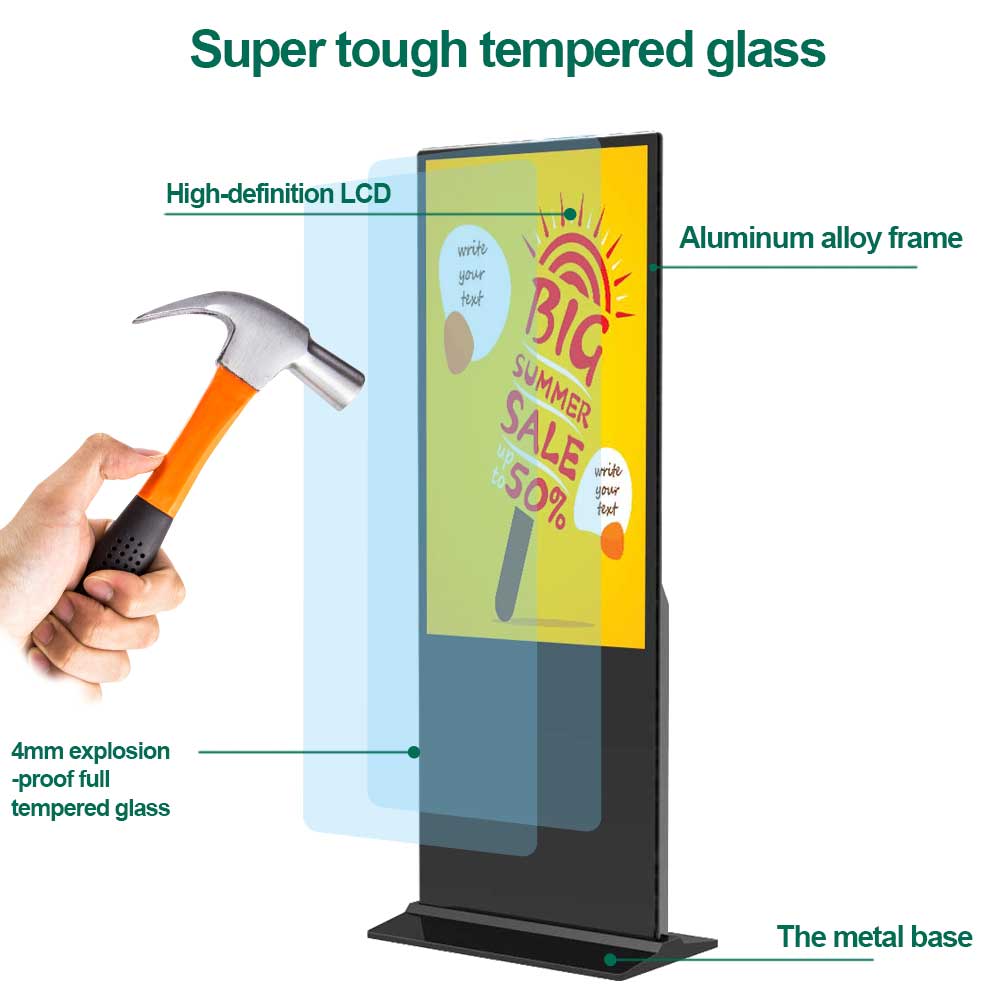 Floor standing 32 43 49 55 inch android video lcd advertising player kiosk vertical totem digital touch signage display