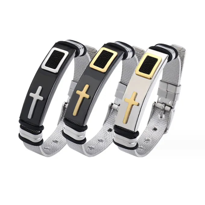 Adjustable cross titanium steel personality men's bracelet popular fashion bracelet