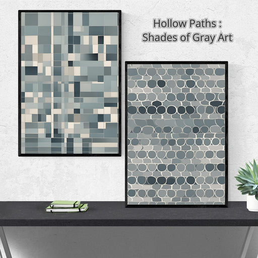 Hollow Paths: Open Circles & Squares | Minimalist Digital Download | Shades of Gray Art | Modern Geometric Design | Abstract Fading Effect