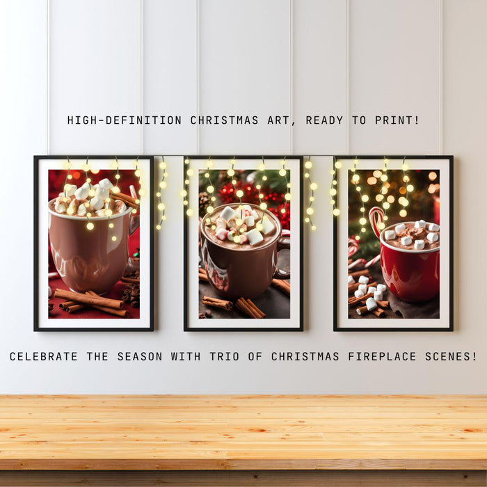 Hot Cocoa Delight Art Collection | Festive Printable Decor for the Holidays | Cozy Cocoa Scenes