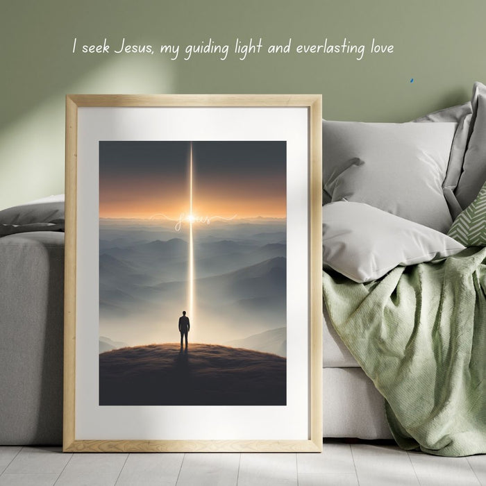 I Seek Jesus My Guiding Light | Christian Inspirational Wall Art | Jesus Love Digital Print | Faith-Based Home Decor