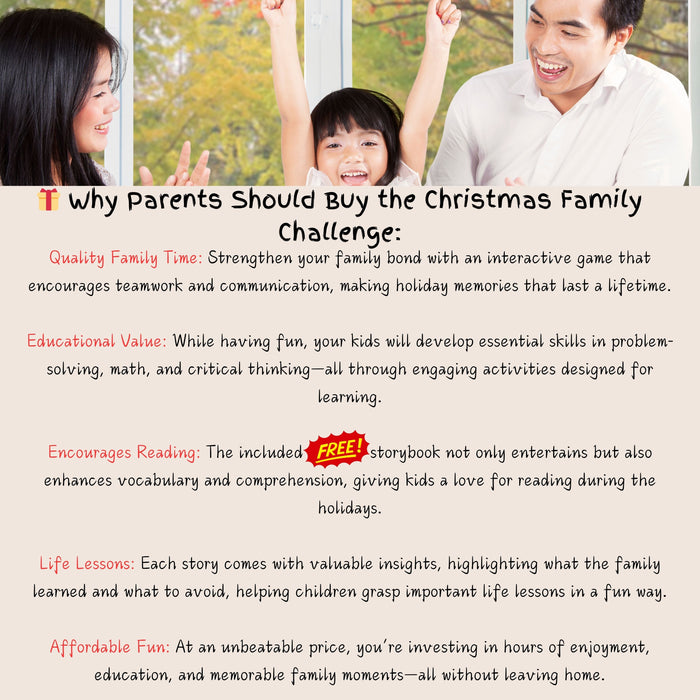 Interactive Christmas Family Challenge | 3 Levels of Fun Puzzles & Activities | FREE Storybook & 60% Off Coupon | Perfect Holiday Gift for Kids