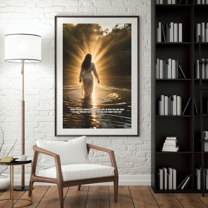 Isaiah 43:2 Wall Art | When You Pass Through Waters, I Will Be with You | Christian Inspirational Digital Print | Faith-Based Decor