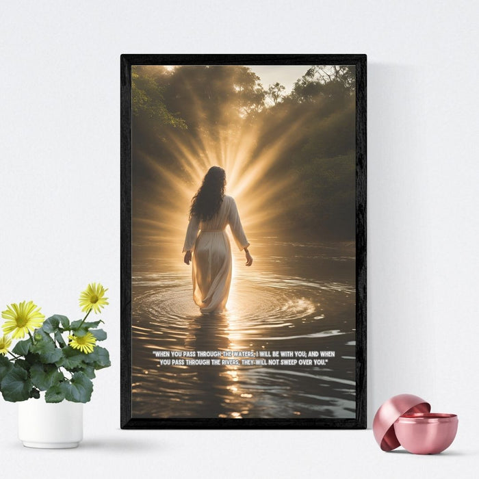 Isaiah 43:2 Wall Art | When You Pass Through Waters, I Will Be with You | Christian Inspirational Digital Print | Faith-Based Decor