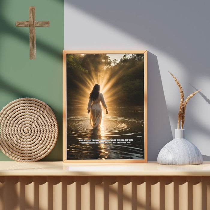 Isaiah 43:2 Wall Art | When You Pass Through Waters, I Will Be with You | Christian Inspirational Digital Print | Faith-Based Decor