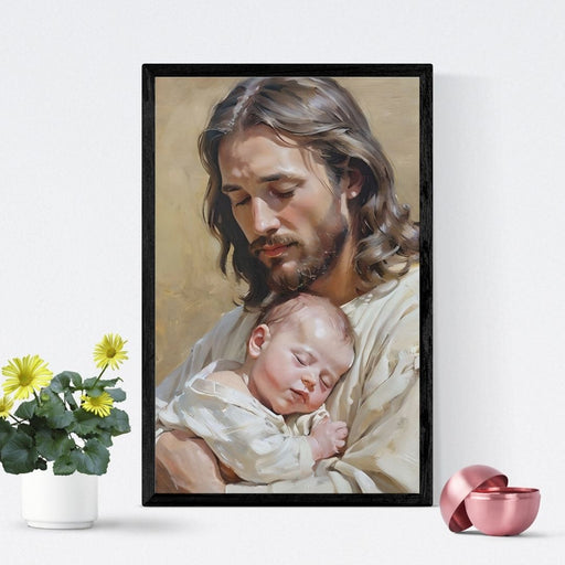 Jesus Holding You as a Baby | Heartwarming Christian Wall Art | High-Resolution Digital Print | Faith-Inspired Decor